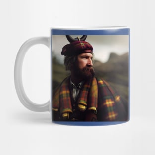 Scottish Highlander in Clan Tartan Mug